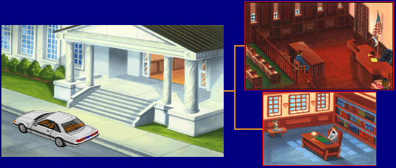 Thumbnail for a map of Courthouse for the PC game Police Quest III: The Kindred.