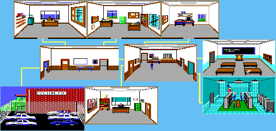 Thumbnail for a map of Police Station for the PC game Police Quest: In Pursuit Of The Death Angel.