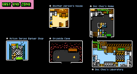 Thumbnail for a map of East End Zone Interiors for the PC game Retro City Rampage DX.
