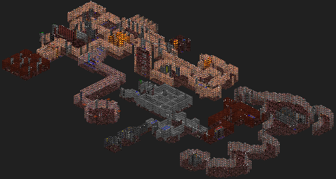 Thumbnail for a map of Dark War Episode 3: Caves Below - E3A4: Clear&Present Dangers for the PC game Rise Of The Triad.
