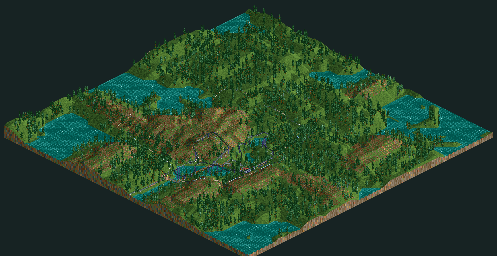 Thumbnail for a map of Corkscrew Follies Adrenaline Heights for the PC game RollerCoaster Tycoon.