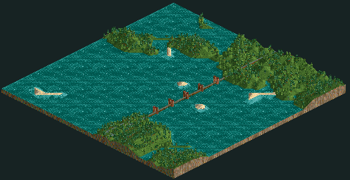 Thumbnail for a map of Corkscrew Follies Barony Bridge for the PC game RollerCoaster Tycoon.