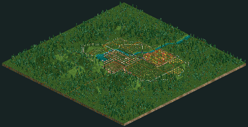 Thumbnail for a map of Corkscrew Follies Fruit Farm for the PC game RollerCoaster Tycoon.