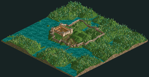 Thumbnail for a map of Corkscrew Follies Fun Fortress for the PC game RollerCoaster Tycoon.