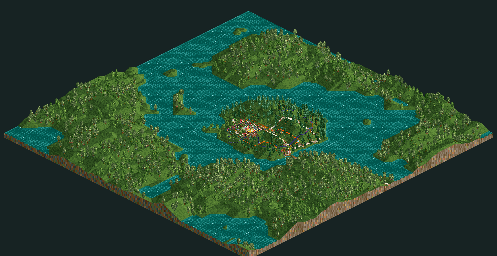 Thumbnail for a map of Corkscrew Follies Gentle Glen for the PC game RollerCoaster Tycoon.