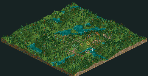 Thumbnail for a map of Corkscrew Follies Geoffery Gardens for the PC game RollerCoaster Tycoon.