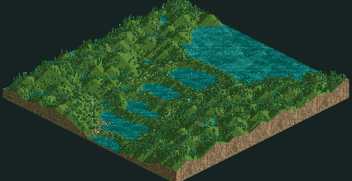 Thumbnail for a map of Corkscrew Follies Hydro Hills for the PC game RollerCoaster Tycoon.