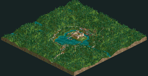 Thumbnail for a map of Extra Fort Anachronism for the PC game RollerCoaster Tycoon.
