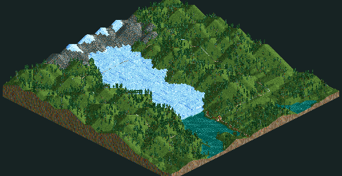 Thumbnail for a map of Loopy Landscapes Grand Glacier for the PC game RollerCoaster Tycoon.