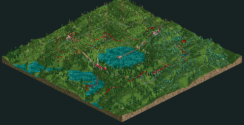 Thumbnail for a map of Loopy Landscapes Nevermore Park for the PC game RollerCoaster Tycoon.