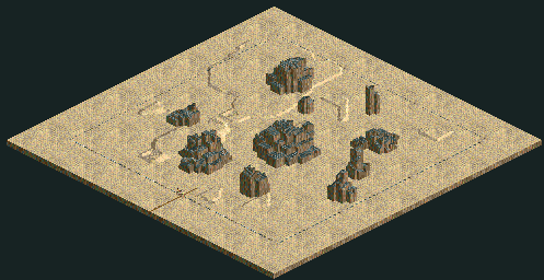 Thumbnail for a map of Loopy Landscapes Razor Rocks for the PC game RollerCoaster Tycoon.