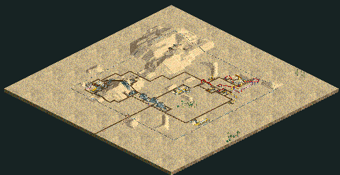 Thumbnail for a map of Loopy Landscapes Southern Sands for the PC game RollerCoaster Tycoon.