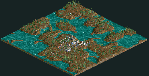 Thumbnail for a map of Loopy Landscapes Terror Town for the PC game RollerCoaster Tycoon.
