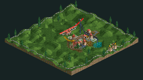 Thumbnail for a map of Loopy Landscapes Tiny Towers for the PC game RollerCoaster Tycoon.