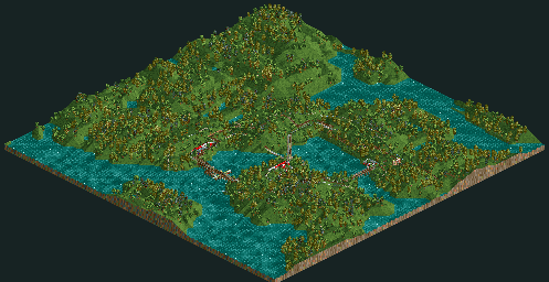 Thumbnail for a map of Loopy Landscapes Woodworm Park for the PC game RollerCoaster Tycoon.