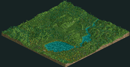 Thumbnail for a map of Original Leafy Lake for the PC game RollerCoaster Tycoon.
