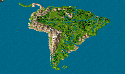 Thumbnail for a map of WW III South America for the PC game The Settlers II.