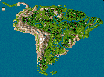 Thumbnail for a map of WW III South America (Unmarked) for the PC game The Settlers II.