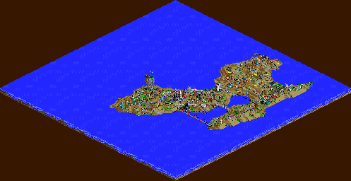 Thumbnail for a map of Level 1: Islandtown for the PC game SimCopter.