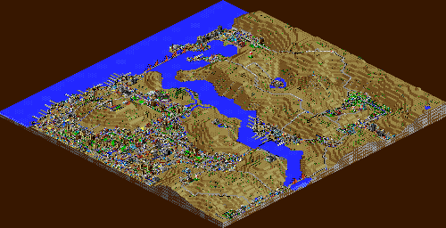 Thumbnail for a map of Level 7: River Valley for the PC game SimCopter.