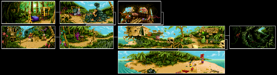 Thumbnail for a map of The Island for the PC game Simon The Sorcerer II: The Lion, The Wizard And The Wardrobe.