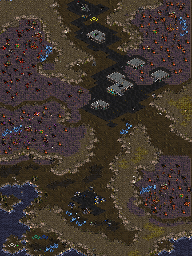 Thumbnail for a map of Brood War - Episode V: Terran Mission 03: Ruins Of Tarsonis for the PC game StarCraft.