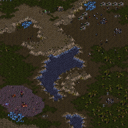 Thumbnail for a map of Episode II: Zerg Mission 01: Among The Ruins for the PC game StarCraft.