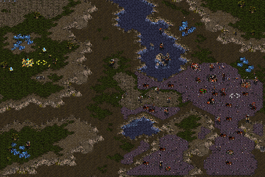 Thumbnail for a map of Episode III: Protoss Mission 02: Into The Flames for the PC game StarCraft.