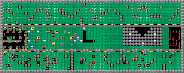 Thumbnail for a map of Level 001: Warm Up for the PC game Supaplex.