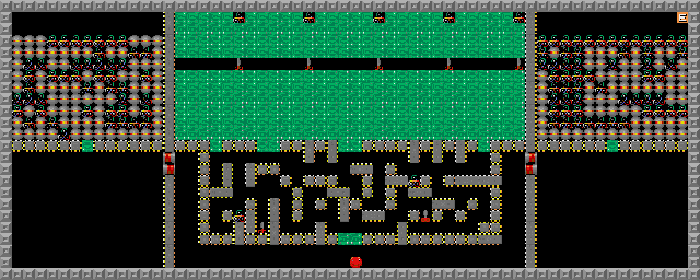 Thumbnail for a map of Level 014: Fall Out! for the PC game Supaplex.