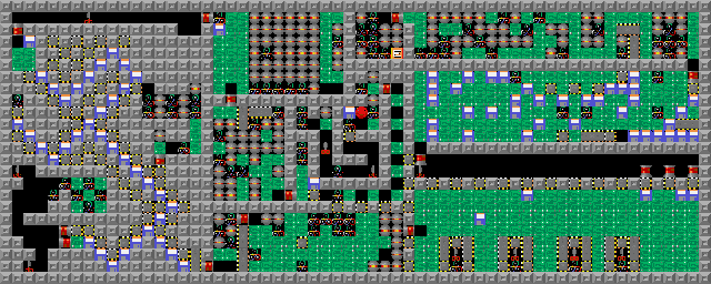Thumbnail for a map of Level 073: One Way for the PC game Supaplex.