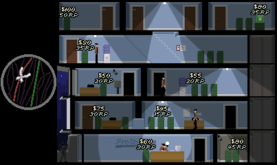 Thumbnail for a map of Heist 1: Protocorp Secure Records Facility for the PC game Trilby: The Art Of Theft.