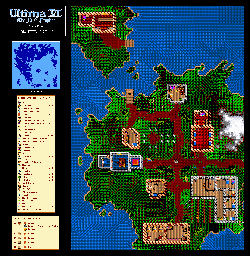 Thumbnail for a map of Britannia Skara Brae for the PC game Ultima VI: The False Prophet.