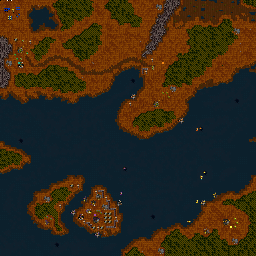 Thumbnail for a map of Beyond The Dark Portal - Humans Mission 05: Upon The Shadowed Sea for the PC game WarCraft II: Tides Of Darkness.