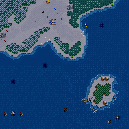 Thumbnail for a map of Humans Mission 03: Southshore for the PC game WarCraft II: Tides Of Darkness.
