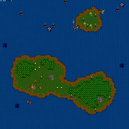 Thumbnail for a map of Orcs Mission 03: Southshore for the PC game WarCraft II: Tides Of Darkness.