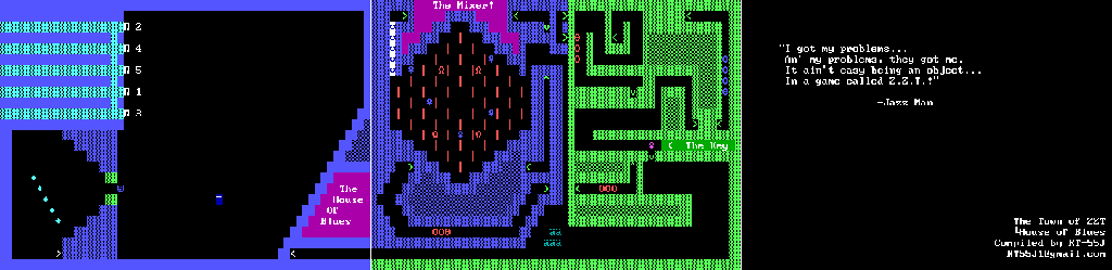 Thumbnail for a map of Town Of ZZT House Of Blues for the PC game ZZT.