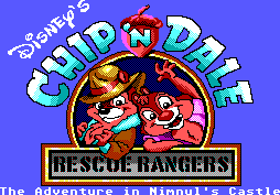 Title screen for the PC game Chip 'N Dale: Rescue Rangers - The Adventure In Nimnul's Castle.