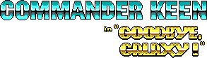 Title screen for the PC game Commander Keen In "Goodbye, Galaxy!" - Secret Of The Oracle.