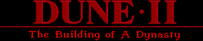 Title screen for the PC game Dune II: The Building Of A Dynasty.