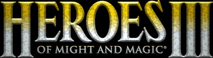 Title screen for the PC game Heroes Of Might And Magic III.