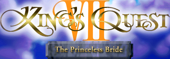 Title screen for the PC game King's Quest VII: The Princeless Bride.