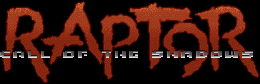 Title screen for the PC game Raptor: Call Of The Shadows.