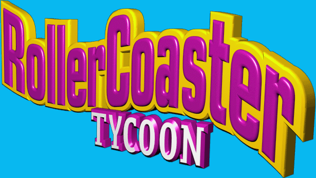 Title screen for the PC game RollerCoaster Tycoon.