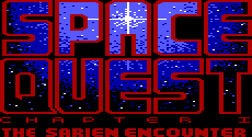 Title screen for the PC game Space Quest - Chapter I: The Sarien Encounter.