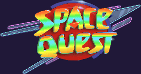 Title screen for the PC game Space Quest I: Roger Wilco In The Sarien Enounter - VGA.