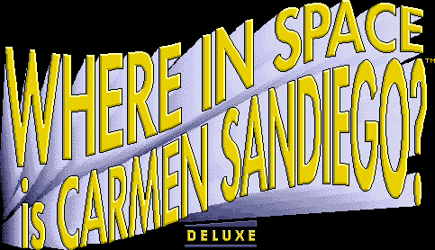 Title screen for the PC game Where In Space Is Carmen Sandiego?: Deluxe.