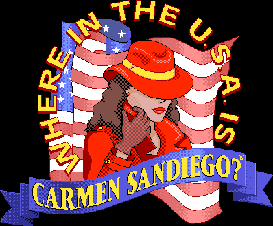 Title screen for the PC game Where In The U.S.A. Is Carmen Sandiego?: Deluxe Edition.