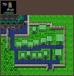 Thumbnail for a map of Town Of Belaine for the SNES game The 7th Saga.