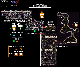 Thumbnail for a map of Stage 3 Act 2: Demon's Cave for the SNES game ActRaiser 2.